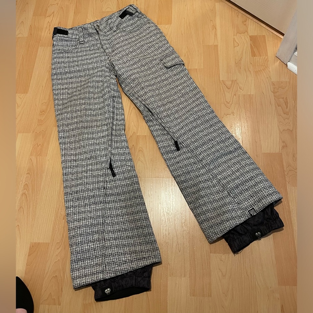 Roxy 5000 Lightweight Snowboard Ski Pants Plaid Pockets Adjustable Small EUC